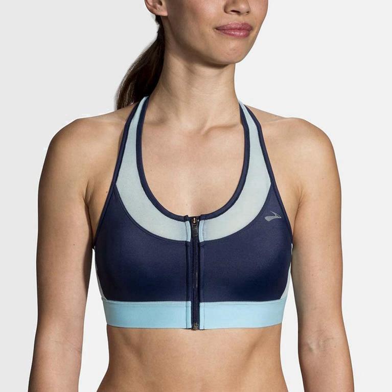 Brooks Fastforward Zip Australia - Women's Running Bra - Blue (402368-VMO)